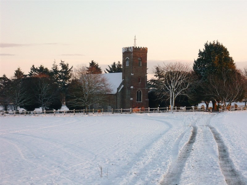 Carlton Church in the snow