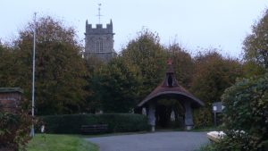 The historic Lych Gate at Kelsale Church shortly after restoration